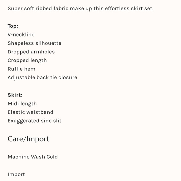 NWT Free People 2 pc Skirt Set, Small - Picture 7 of 8